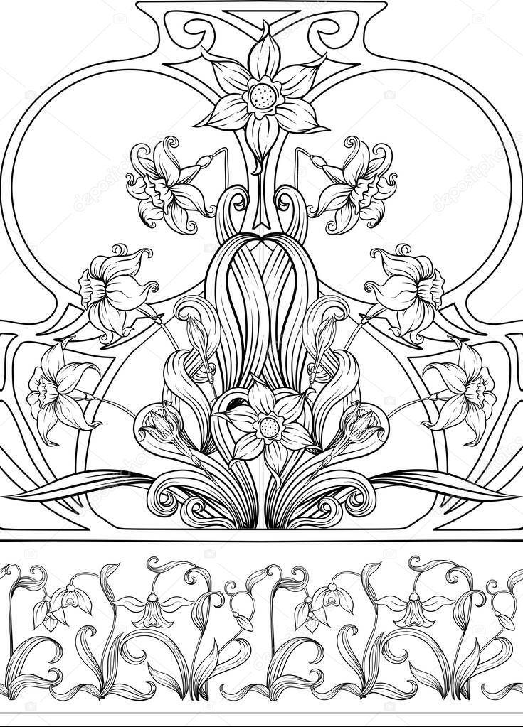 Spring flowers seamless pattern, background.