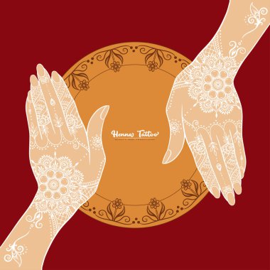 Geleneksel Hint kınası dövmeli eller.