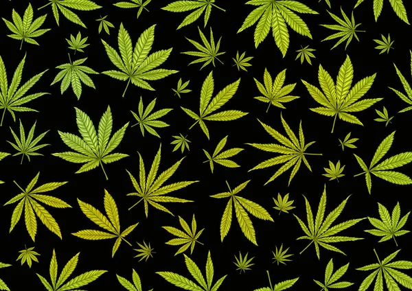 Feuilles de cannabis motif sans couture, fond. — Image vectorielle