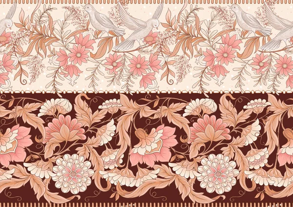 Flores de fantasía en estilo retro, folk vintage — Vector de stock