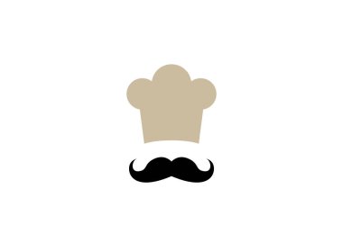 Şef logo tasarımı için bıyıklı bir ocak