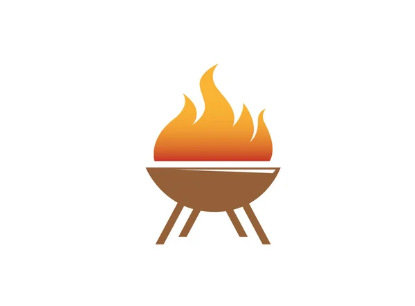 barbecue grills with fire logo vector design, outdoor fire camp illustration