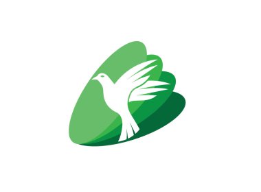 Beyaz arka planda izole güvercin kuş logosu