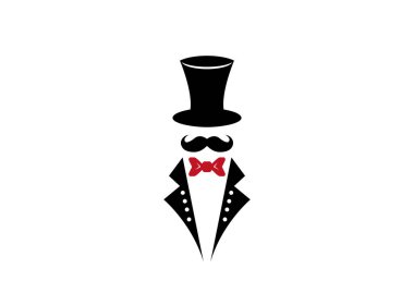 Beyaz arkaplanda izole edilmiş beyefendi simgesi