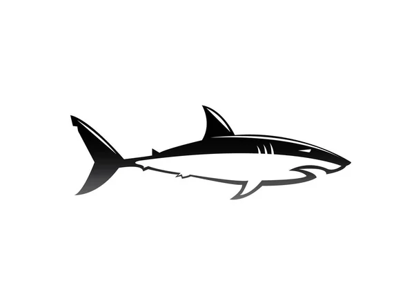 鲨鱼剪影简单的图标孤立在白色背景 — 图库矢量图片