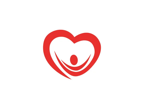 Silhouette Humaine Joyeuse Dans Logo Cœur Sur Fond Blanc — Image vectorielle