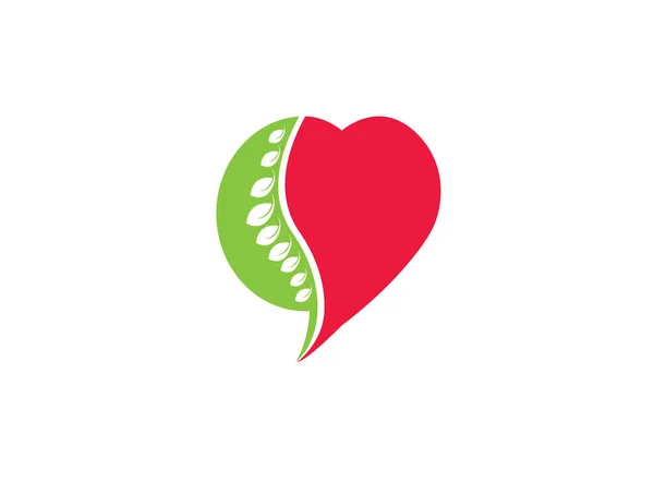 Herz Mit Blättern Logo Isoliert Auf Weißem Hintergrund — Stockvektor