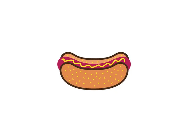 Hotdog Enkel Ikon Isolerad Vit Bakgrund — Stock vektor
