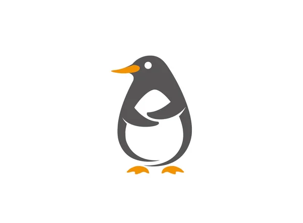 Logo Pingüino Dibujos Animados Aislado Sobre Fondo Blanco — Vector de stock