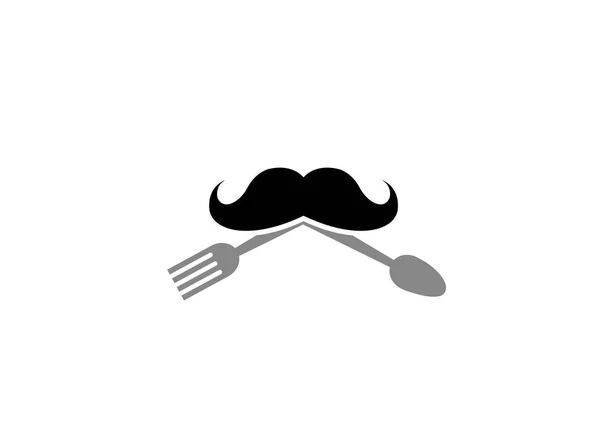 胡子与餐具图标隔离在白色背景 — 图库矢量图片