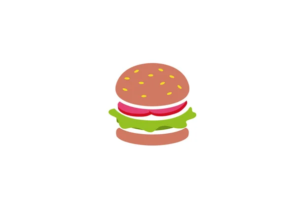 Burger Simple Icon Isolated White Background — Stock Vector