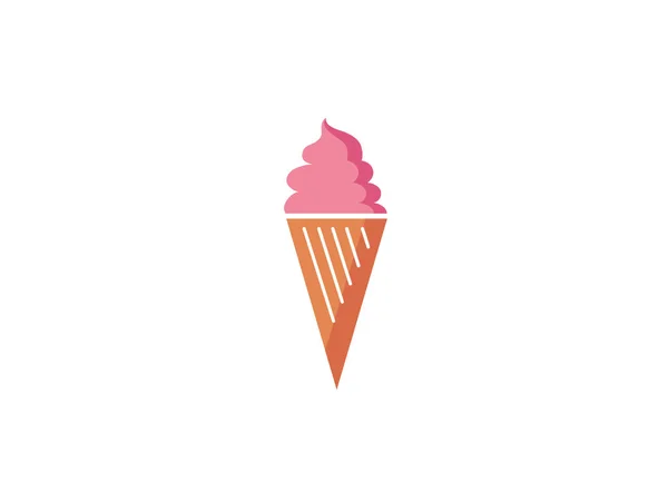 Sweet Ice Cream Cone Simple Icon Isolated White Background — Stock Vector