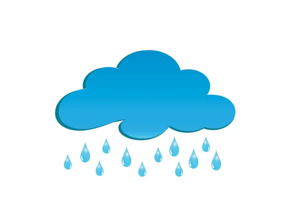 Blue Cloud Raindrops Simple Icon Isolated White Background — Stock Vector