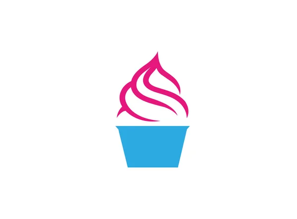 Édes Cupcake Egyszerű Ikon Elszigetelt Fehér Háttér — Stock Vector