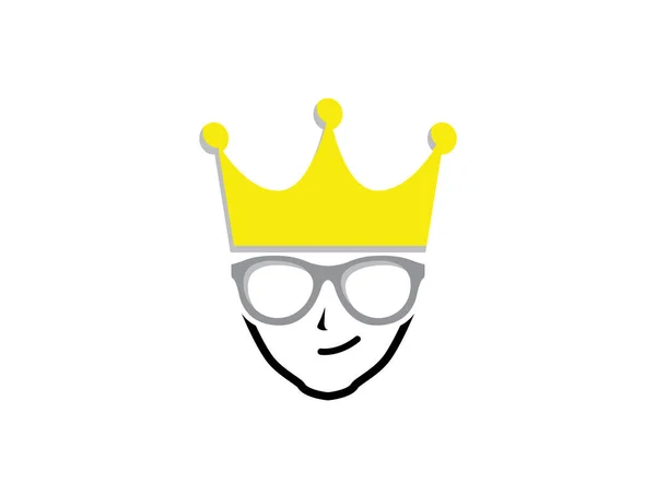 Avatar Gafas Logo Corona Aislados Sobre Fondo Blanco — Vector de stock