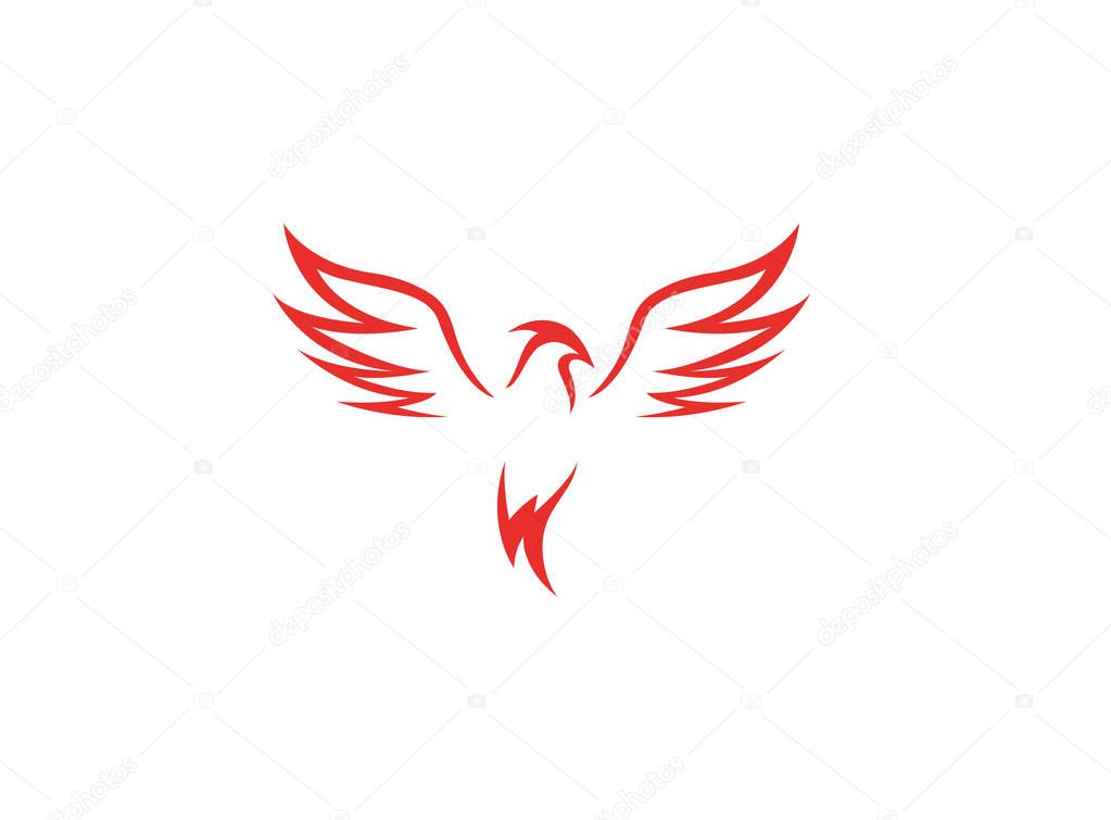 Phoenix bird logo isolated on white background