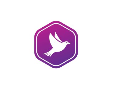 Beyaz arka planda izole güvercin kuş logosu