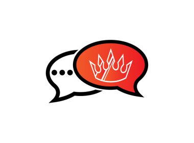 beyaz arka plan üzerinde izole kırmızı konuşma kabarcık logosu taç 