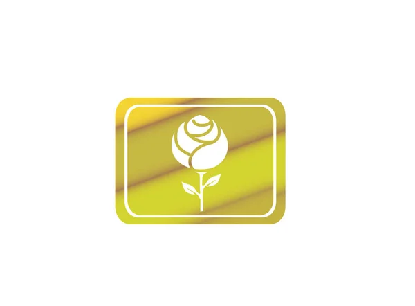 Rose Flower Simple Icoon Geïsoleerd Witte Achtergrond — Stockvector