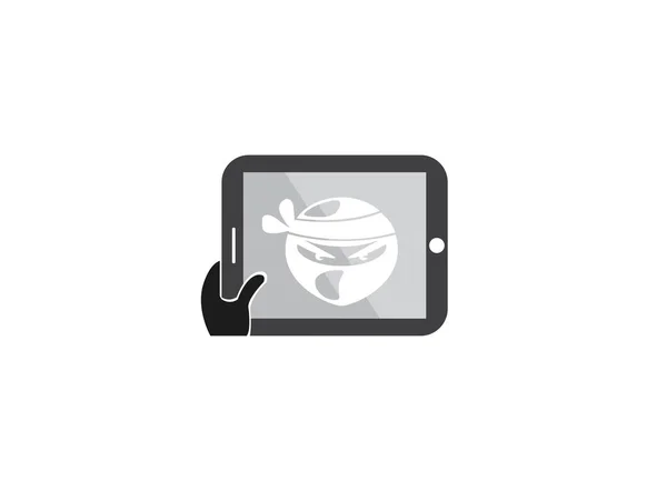 Silueta Ninja Logo Simple Aislado Sobre Fondo Blanco — Archivo Imágenes Vectoriales