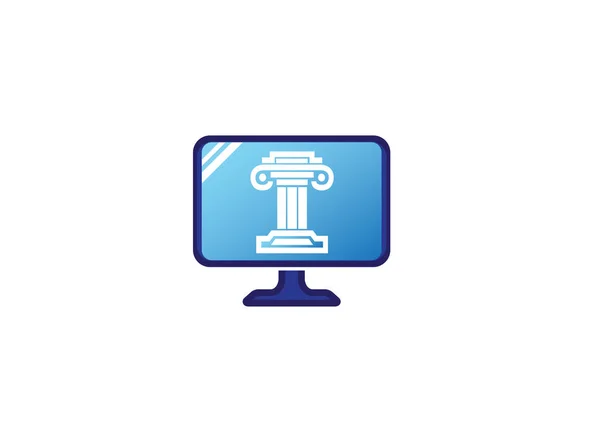 Greckie Logo Struktura Kolumny Ekranie Komputera Białym Tle — Wektor stockowy