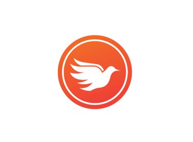 Beyaz arka planda izole güvercin kuş logosu