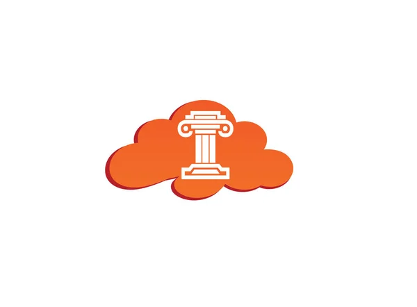 Logotipo Estrutura Coluna Grega Forma Nuvem Isolada Fundo Branco —  Vetores de Stock