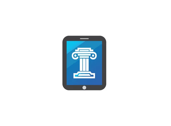 Greckie Logo Struktury Kolumny Komputerze Typu Tablet Białym Tle — Wektor stockowy