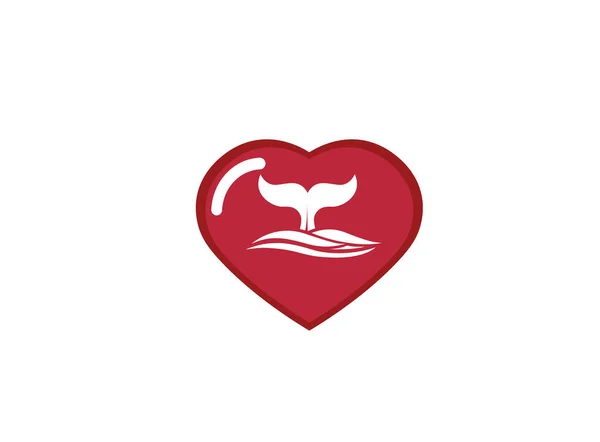 Wal Geschichte Auf Herz Logo Auf Weißem Hintergrund — Stockvektor