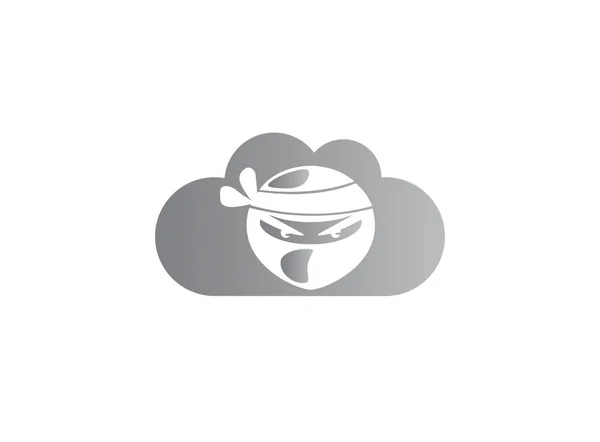Ninja Silhueta Logotipo Simples Isolado Fundo Branco — Vetor de Stock