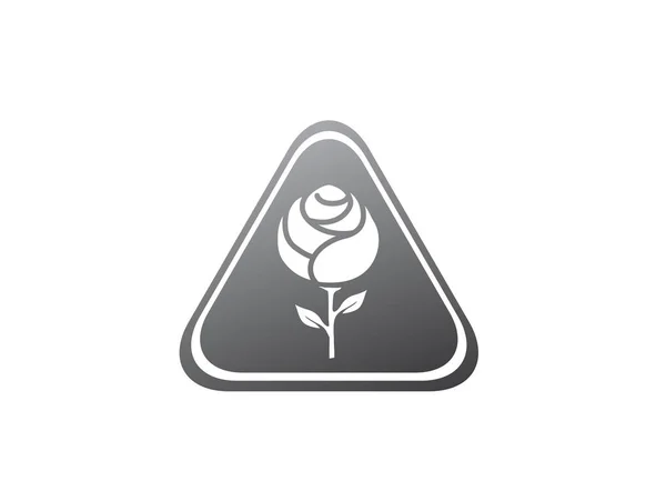 Rose Flower Simple Icoon Geïsoleerd Witte Achtergrond — Stockvector