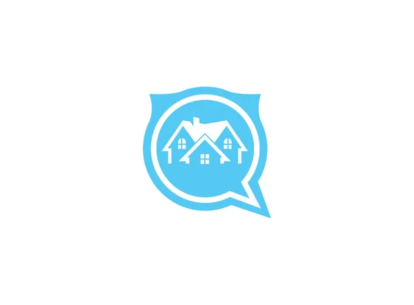 Λευκό Σπίτι Λογότυπο Στη Φούσκα Ομιλίας Λευκό Φόντο — Διανυσματικό Αρχείο