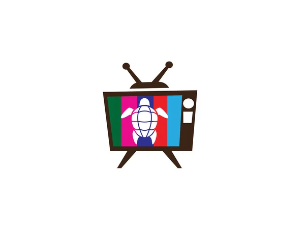 Tortuga Logo Blanco Pantalla Televisión Aislado Sobre Fondo Blanco — Archivo Imágenes Vectoriales