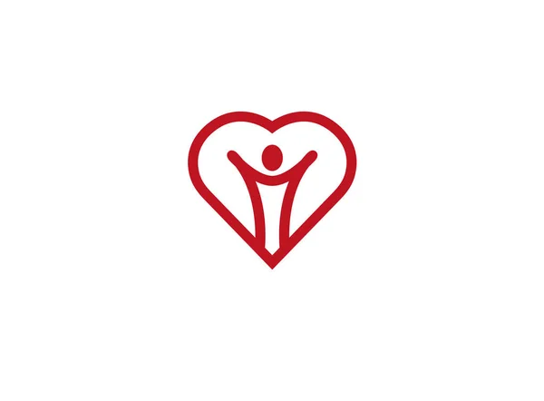 Corazón Con Logo Silueta Humana Sobre Fondo Blanco — Archivo Imágenes Vectoriales