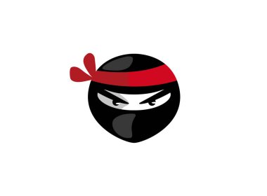 Ninja siluet basit logosu beyaz arka plan üzerinde izole 