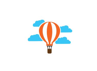 Sıcak hava balonu simgesi beyaz arkaplanda izole edildi