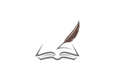 Quill ve beyaz arka plan üzerinde kitap logosu