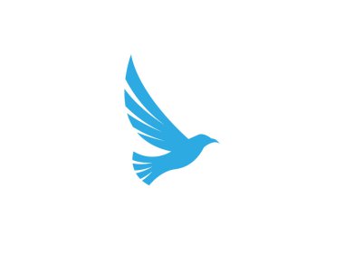 Beyaz arka planda izole güvercin kuş logosu