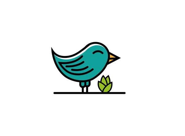 Pájaro Con Planta Icono Simple Aislado Sobre Fondo Blanco — Vector de stock