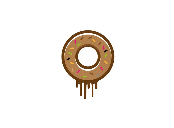 Donut Mit Streusel Einfaches Symbol Isoliert Auf Weißem Hintergrund — Stockvektor