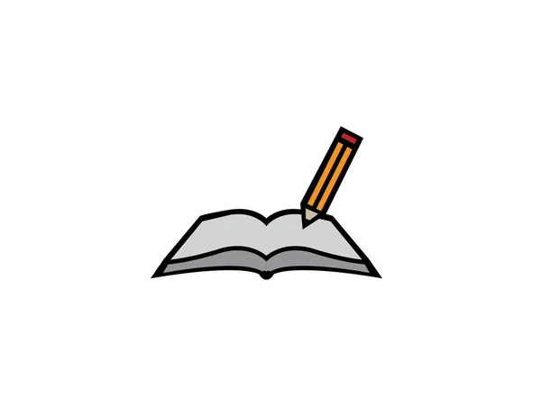 Beyaz Arka Planda Okul Kalemi Kitap Logosu — Stok Vektör