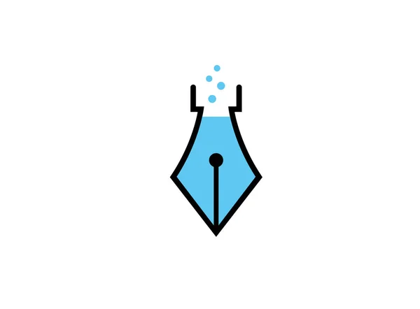 Stylo Plume Bleu Logo Sur Fond Blanc — Image vectorielle