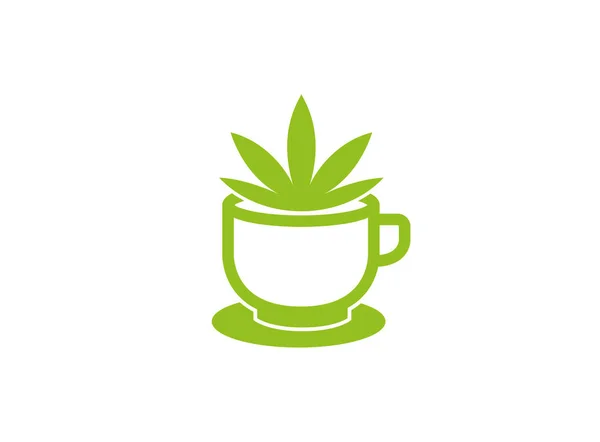 Kubek Logo Cannabis Liść Białym Tle — Wektor stockowy