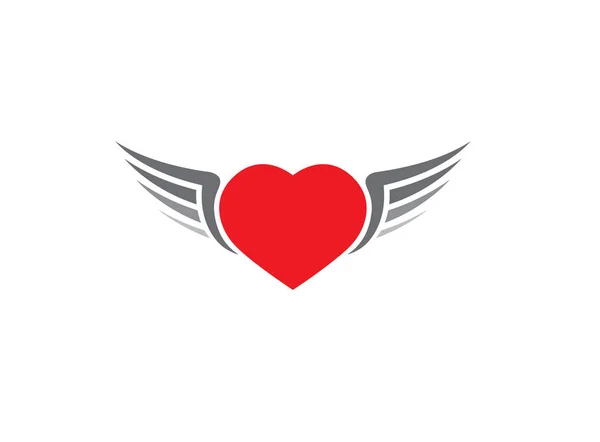 Καρδιά Φτερό Λογότυπο Απομονώνεται Λευκό Φόντο — Διανυσματικό Αρχείο