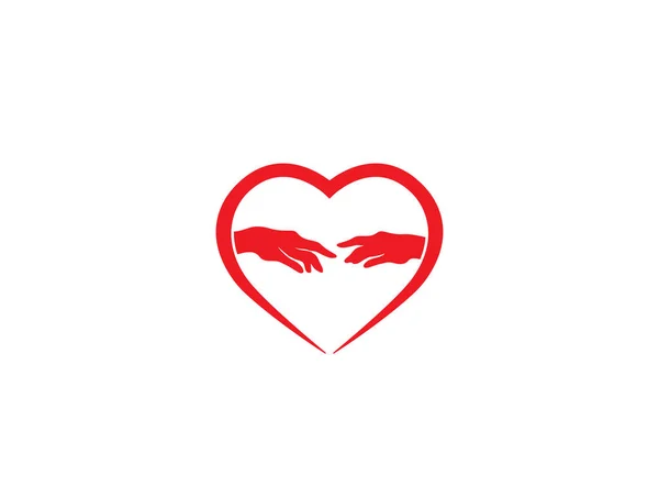 Hjärta Med Händerna Logo Isolerad Vit Bakgrund — Stock vektor