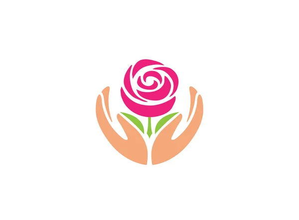 Rózsa Virág Egyszerű Ikon Izolált Fehér Háttér — Stock Vector