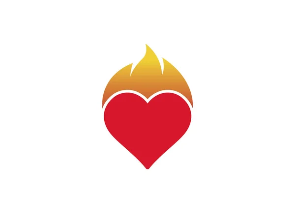 Heart Flame Logo Isolated White Background — Stock Vector