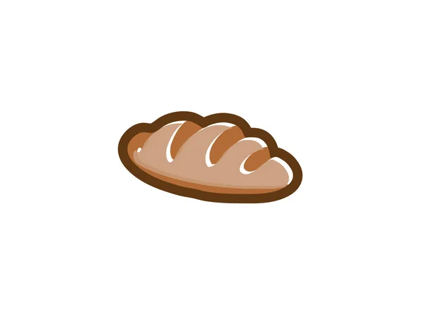 Bröd Loaf Enkel Ikon Isolerad Vit Bakgrund — Stock vektor