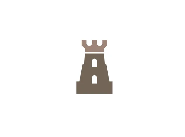 中世纪城堡标志孤立于白色背景 — 图库矢量图片