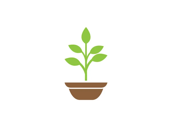 Plant Enkel Ikon Isolerad Vit Bakgrund — Stock vektor